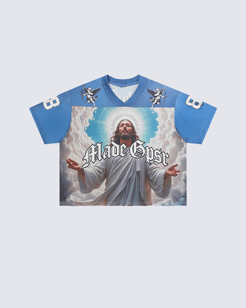 Vintage Religious Angel Graphic V-Neck Jersey Tee