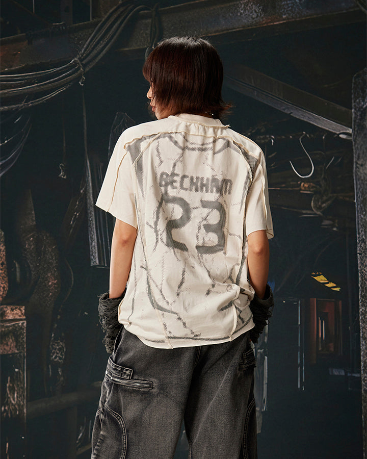 American Black Mesh Number Print Tee