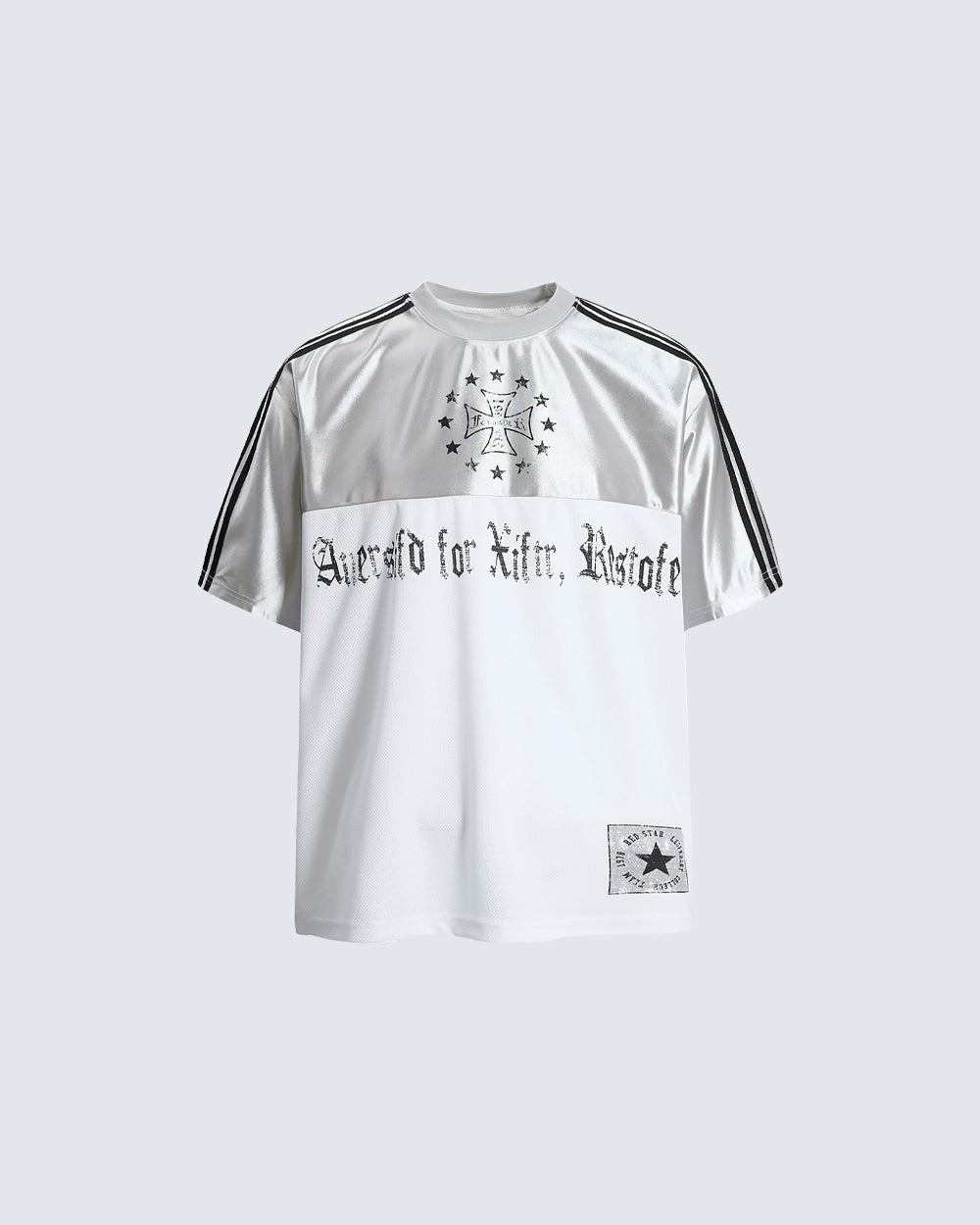 Black Gothic Letter Stripe Sport T-Shirt