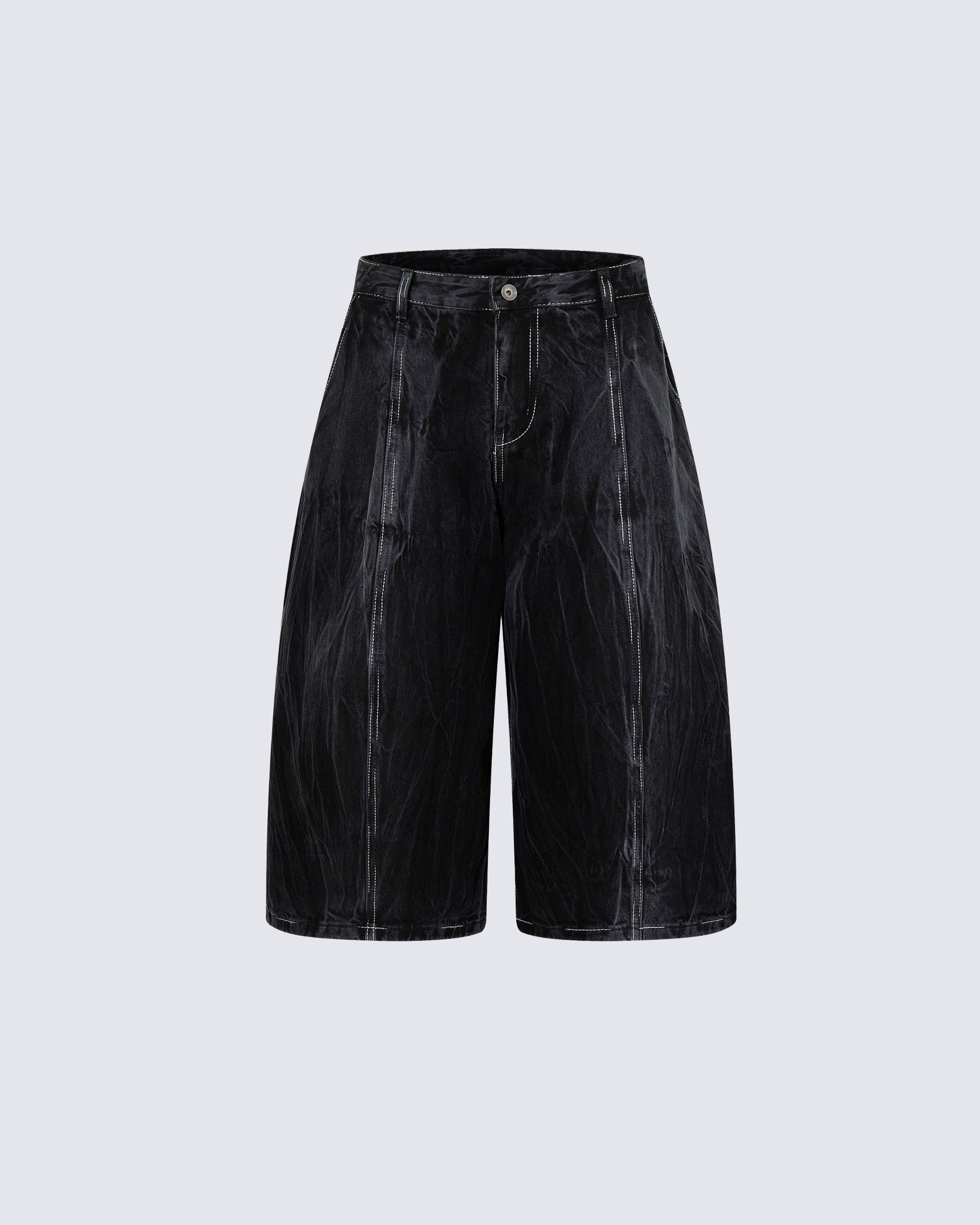 American-Style Distressed Denim Capri Pants