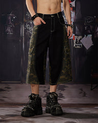 Contrast Panel Camo Utility Shorts New