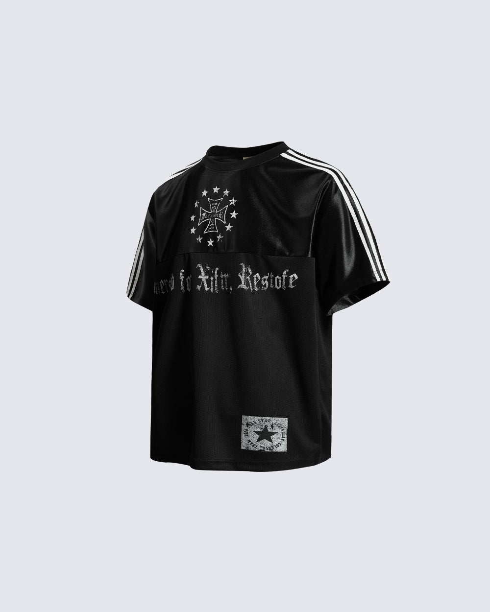 Black Gothic Letter Stripe Sport T-Shirt