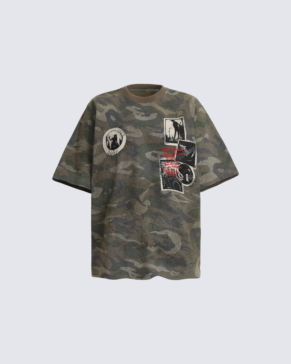 Distressed Patch Embroidered Short Sleeve T-Shirt