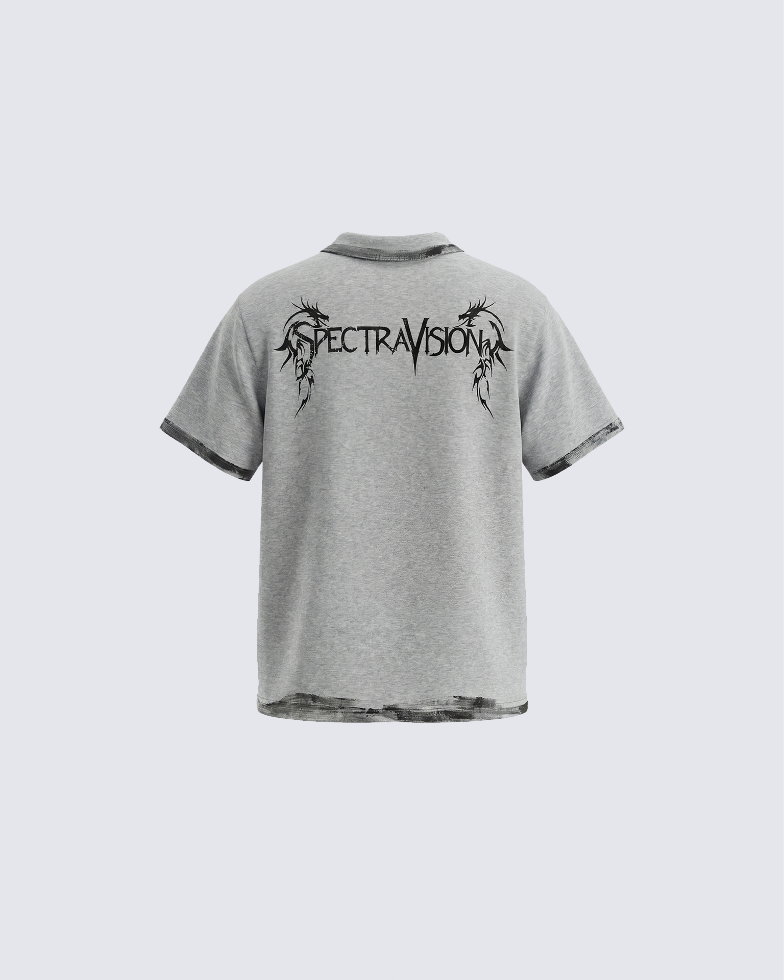 Vintage Gothic Cross Washed Polo Shirt