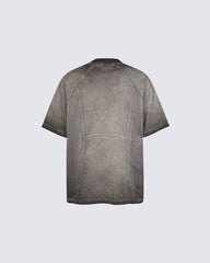 American Vintage Washed Panel Stitching Short Sleeve T-Shirt