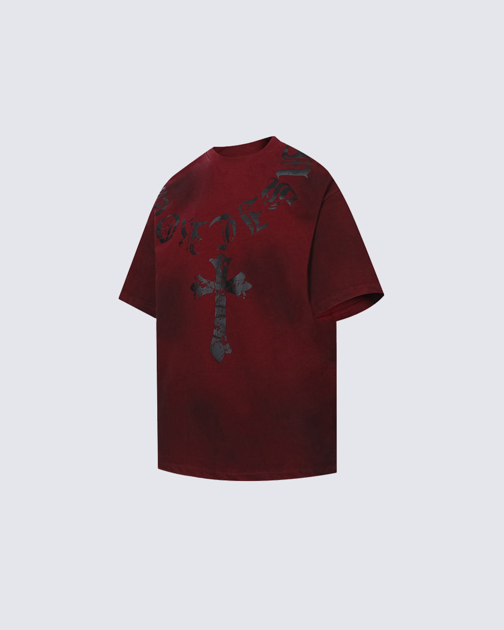 Vintage Washed Cross Graphic Burgundy Shirt