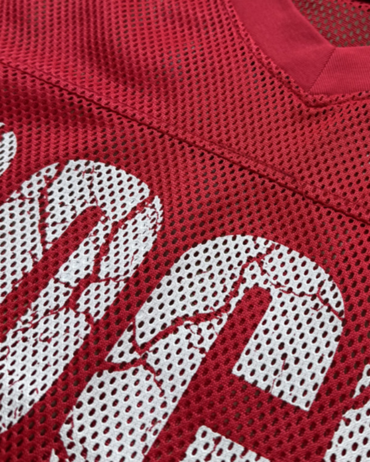 Retro Mesh Graphic Letter Sport Tee
