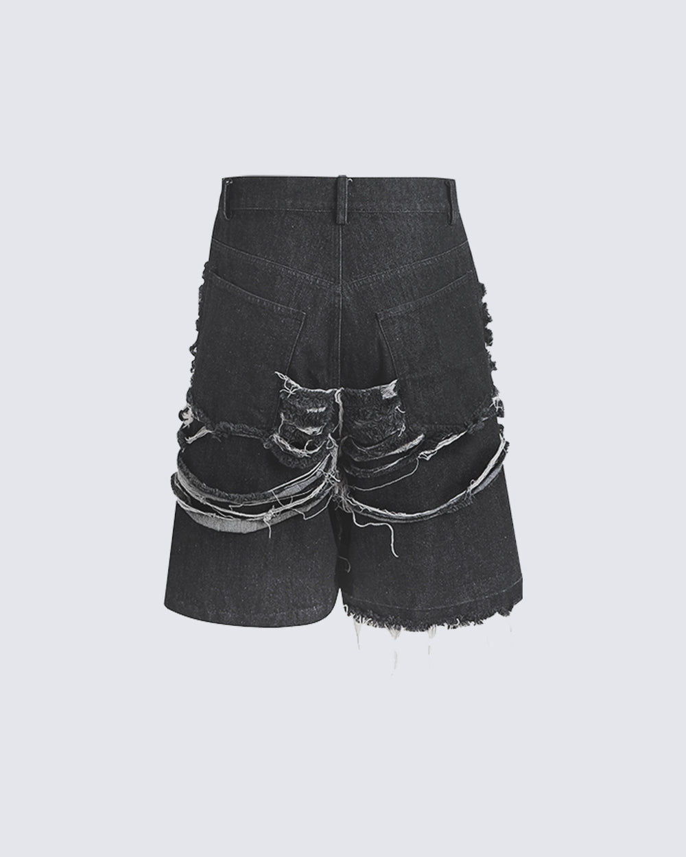 High-Street Knife-Cut Distressed Denim Shorts
