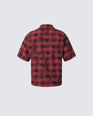 New American Red Plaid Print Shirt
