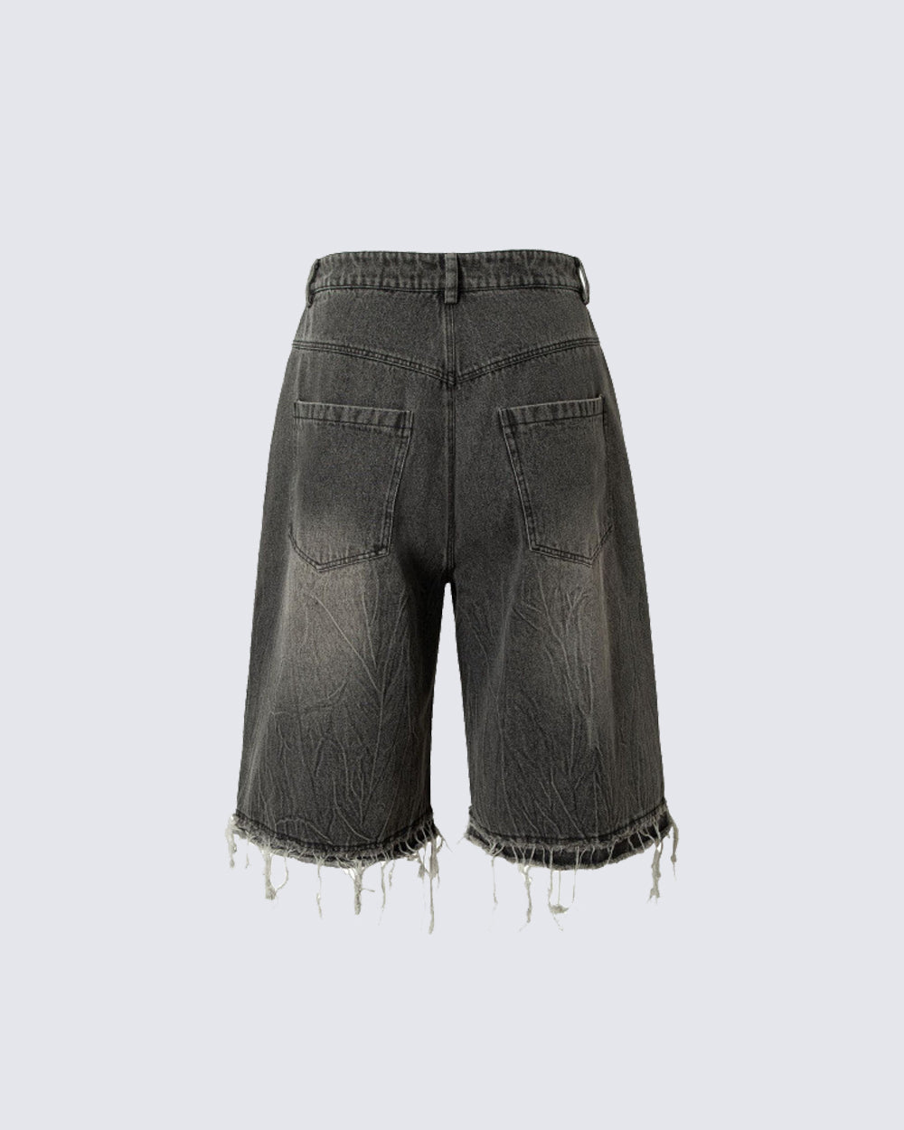 Vintage Graphic Washed Five-Length Denim Shorts