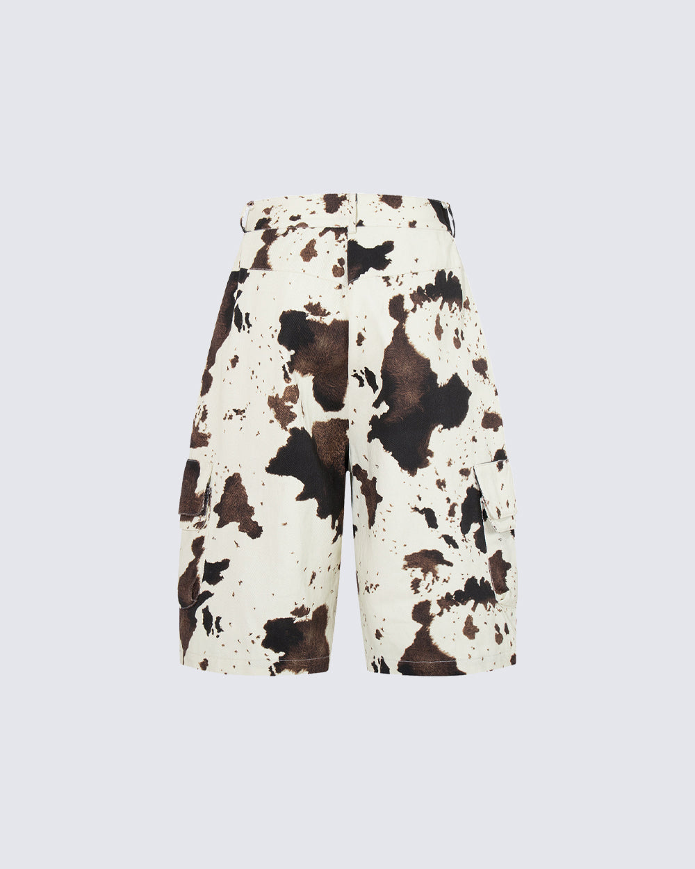 Vintage Cow Print Utility Cargo Shorts