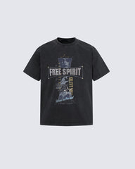 Retro-Style Washed Print Casual Short-Sleeved T-Shirt