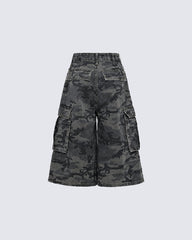 New Camo Layered Cargo Shorts