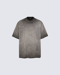 American Vintage Washed Panel Stitching Short Sleeve T-Shirt