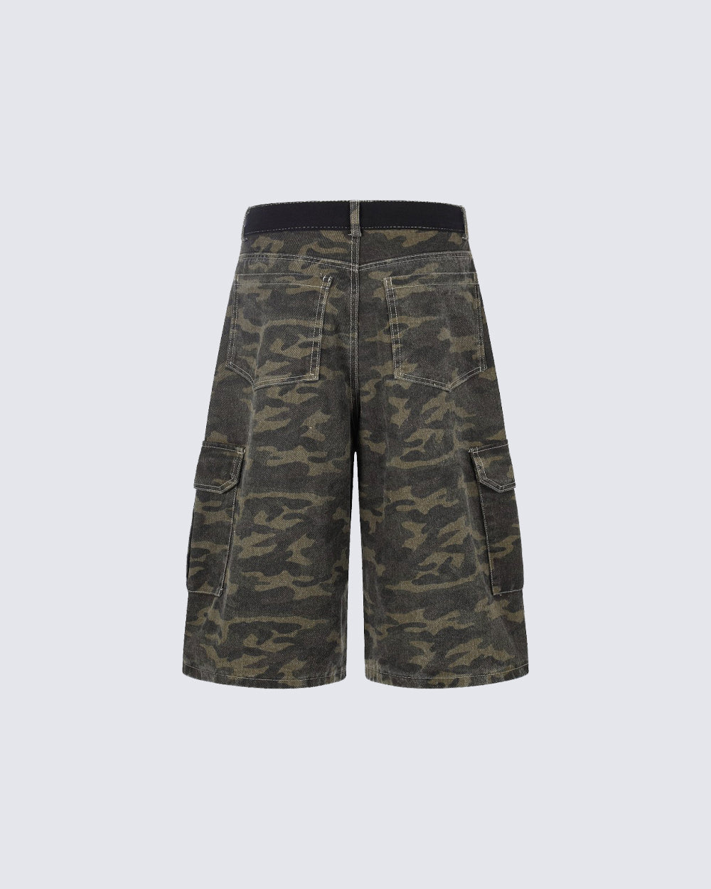 Contrast Panel Camo Utility Shorts New