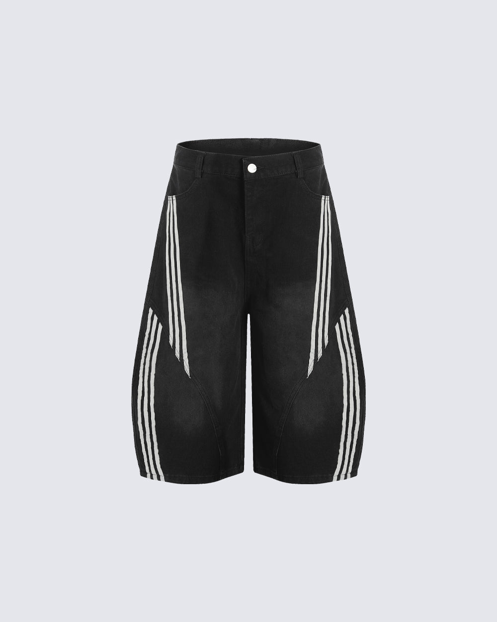 Side Stripe Panel Seven-Length Denim Pants