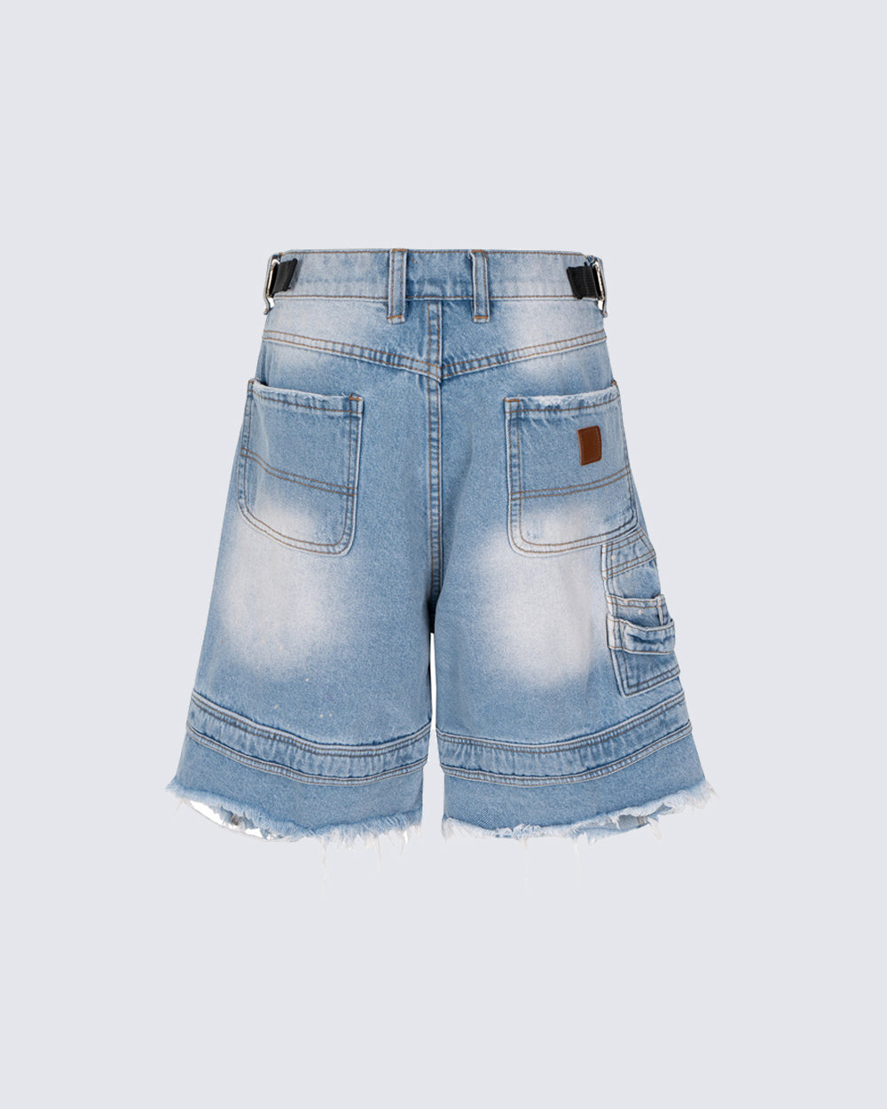 Vintage Washed Cargo Five-Length Denim Shorts