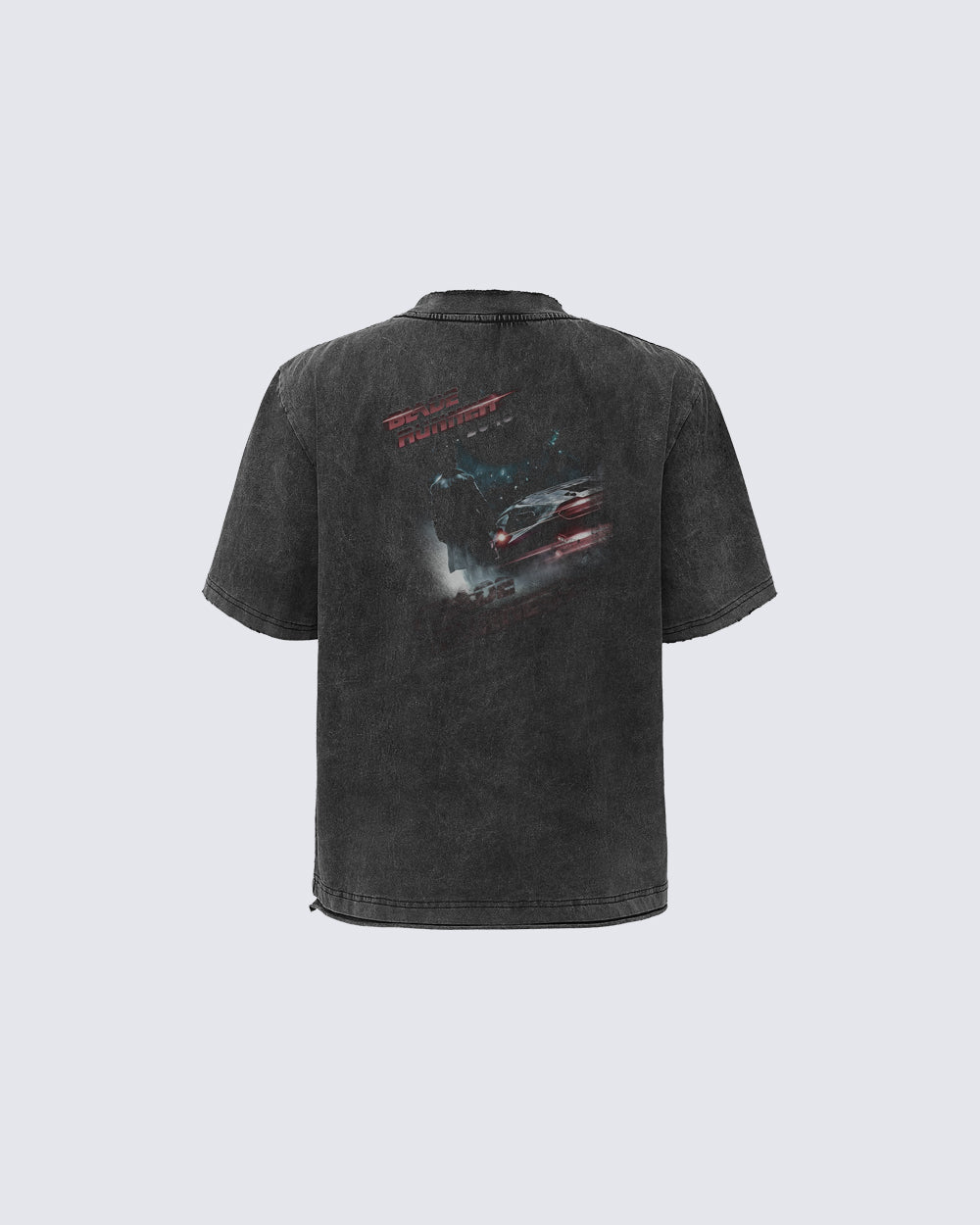 Dark Washed Futuristic Graphic Short Sleeve T-Shirt