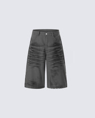 American Washed Ink Print Loose Casual Shorts