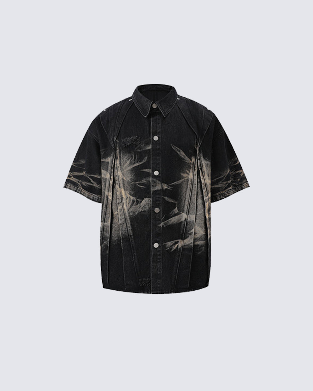 Vintage Washed Shadow Print Short Sleeve Shirt