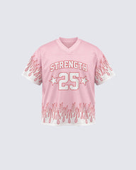Flame Print Mesh Jersey Casual Tee
