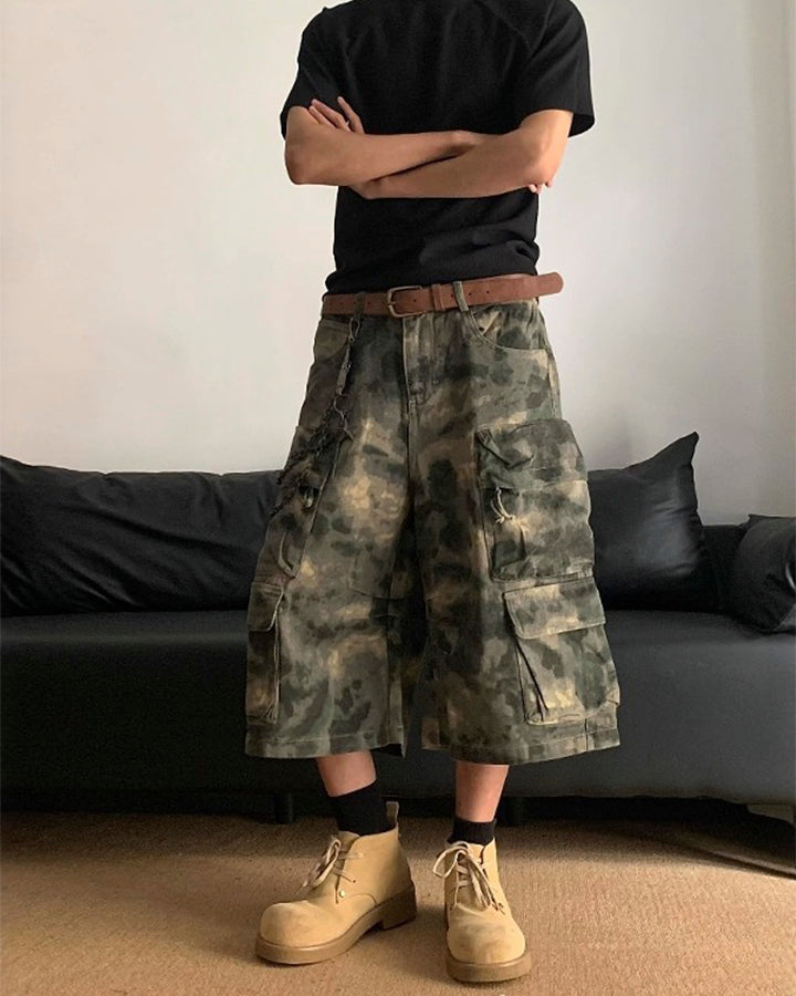 New Cotton Camouflage Cargo Seven-Quarter Shorts