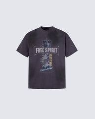 Retro-Style Washed Print Casual Short-Sleeved T-Shirt