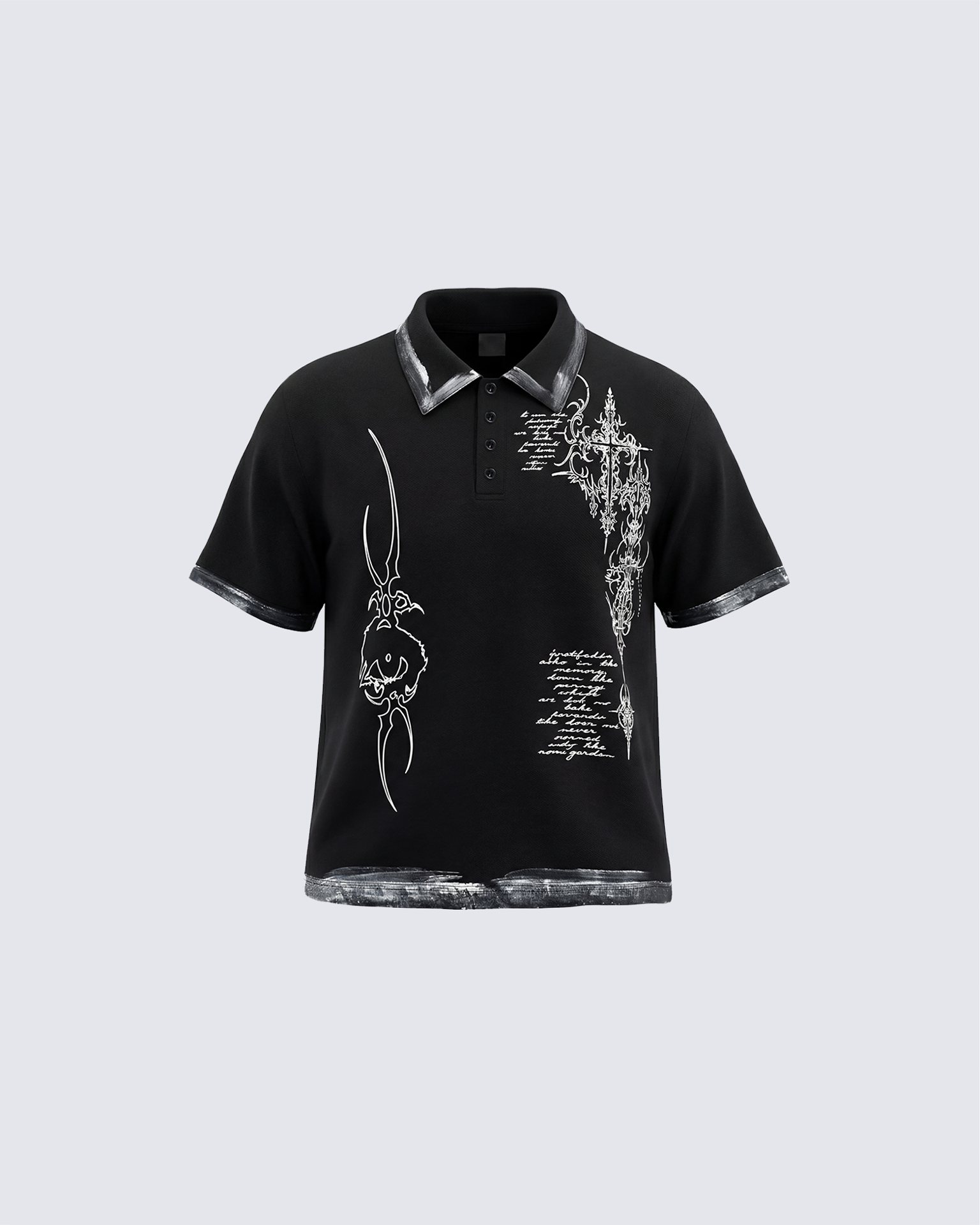 Vintage Gothic Cross Washed Polo Shirt