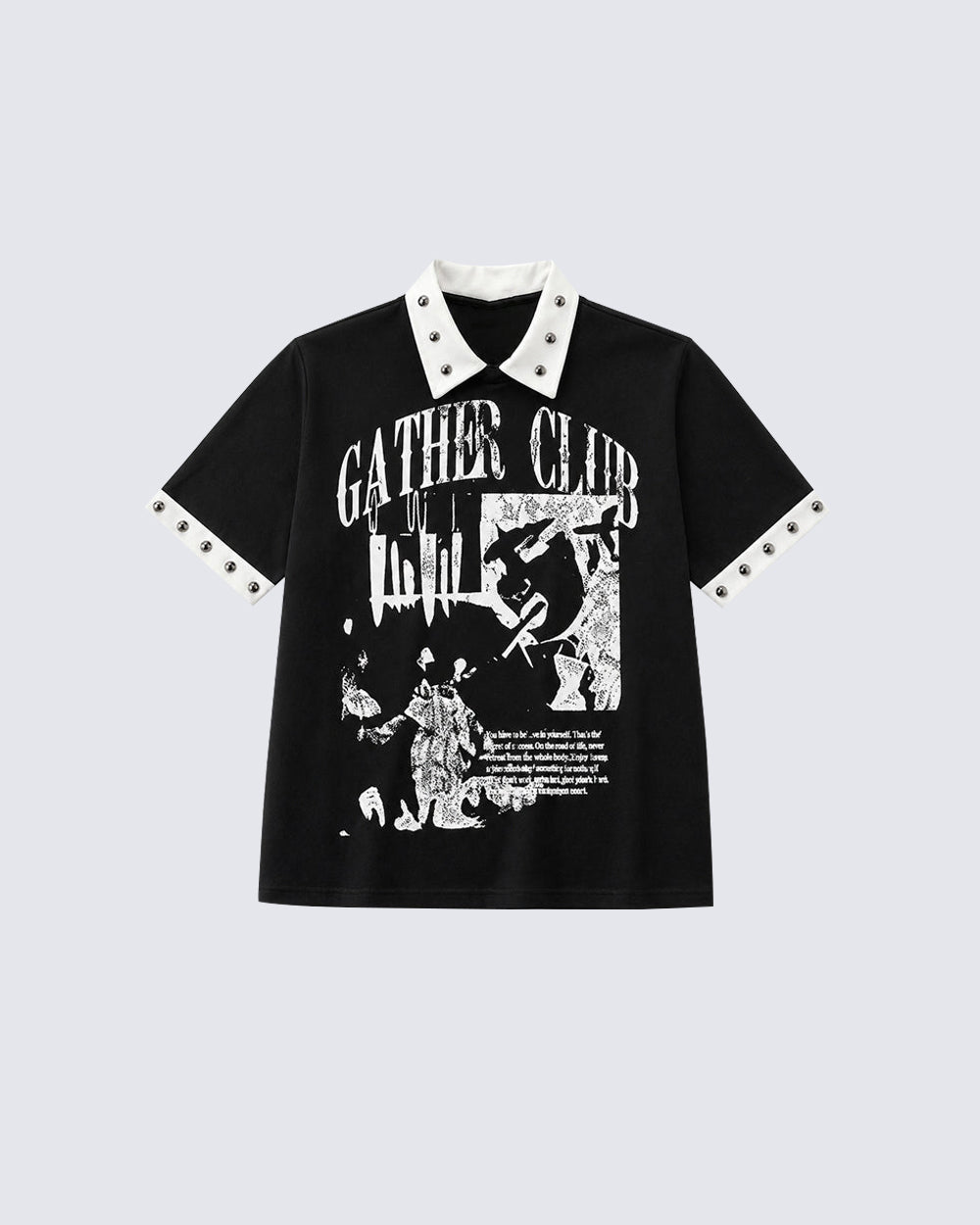 Graphic Stud Collar Contrast Tee