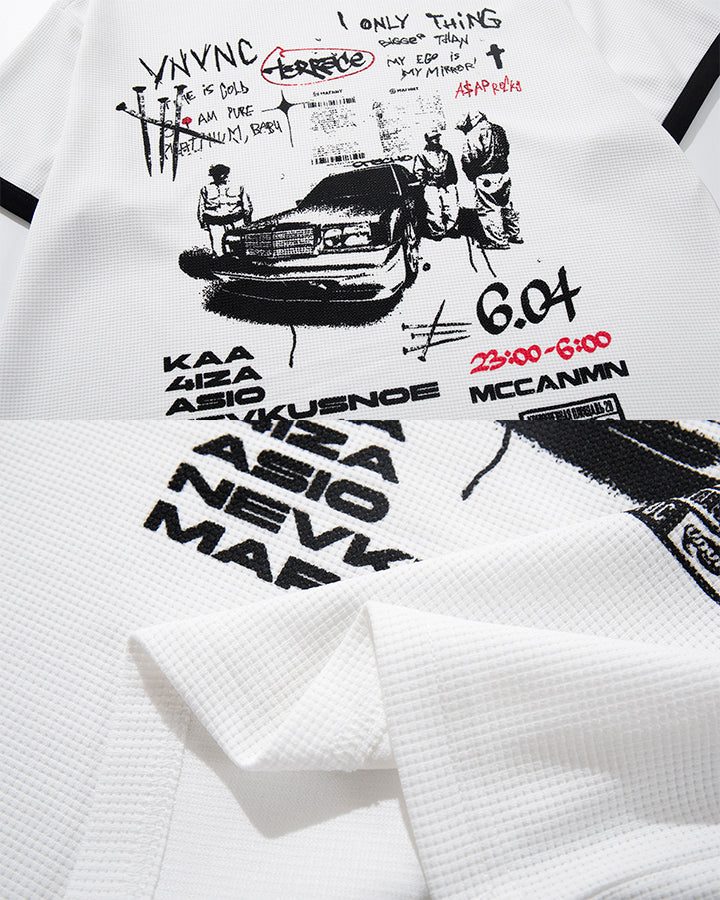 Graphic Contrast Trim Short Sleeve T-Shirt