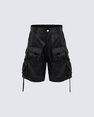 New Coated Zip Utility Cargo Shorts