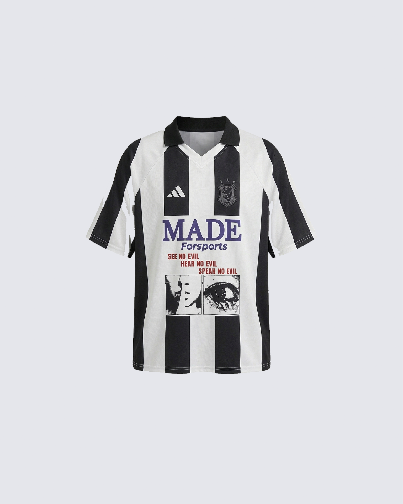 Graphic Striped Polo Jersey T-Shirt