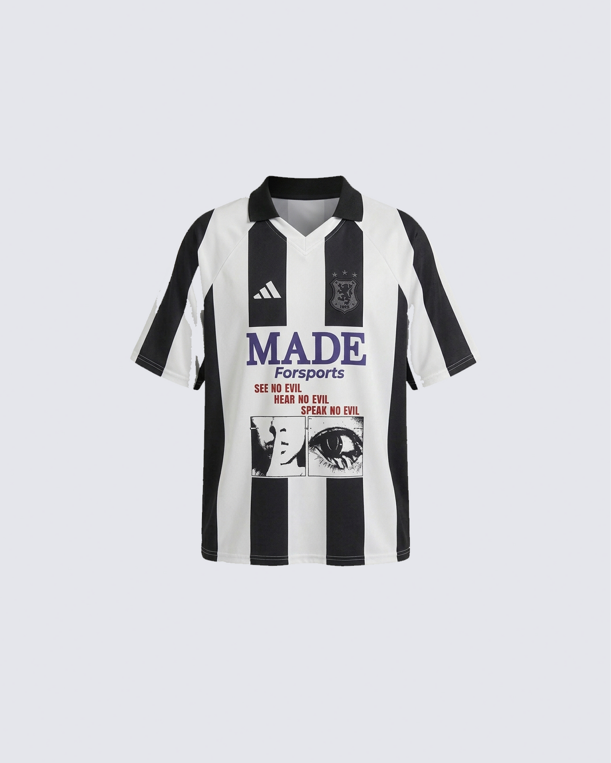 Graphic Striped Polo Jersey T-Shirt