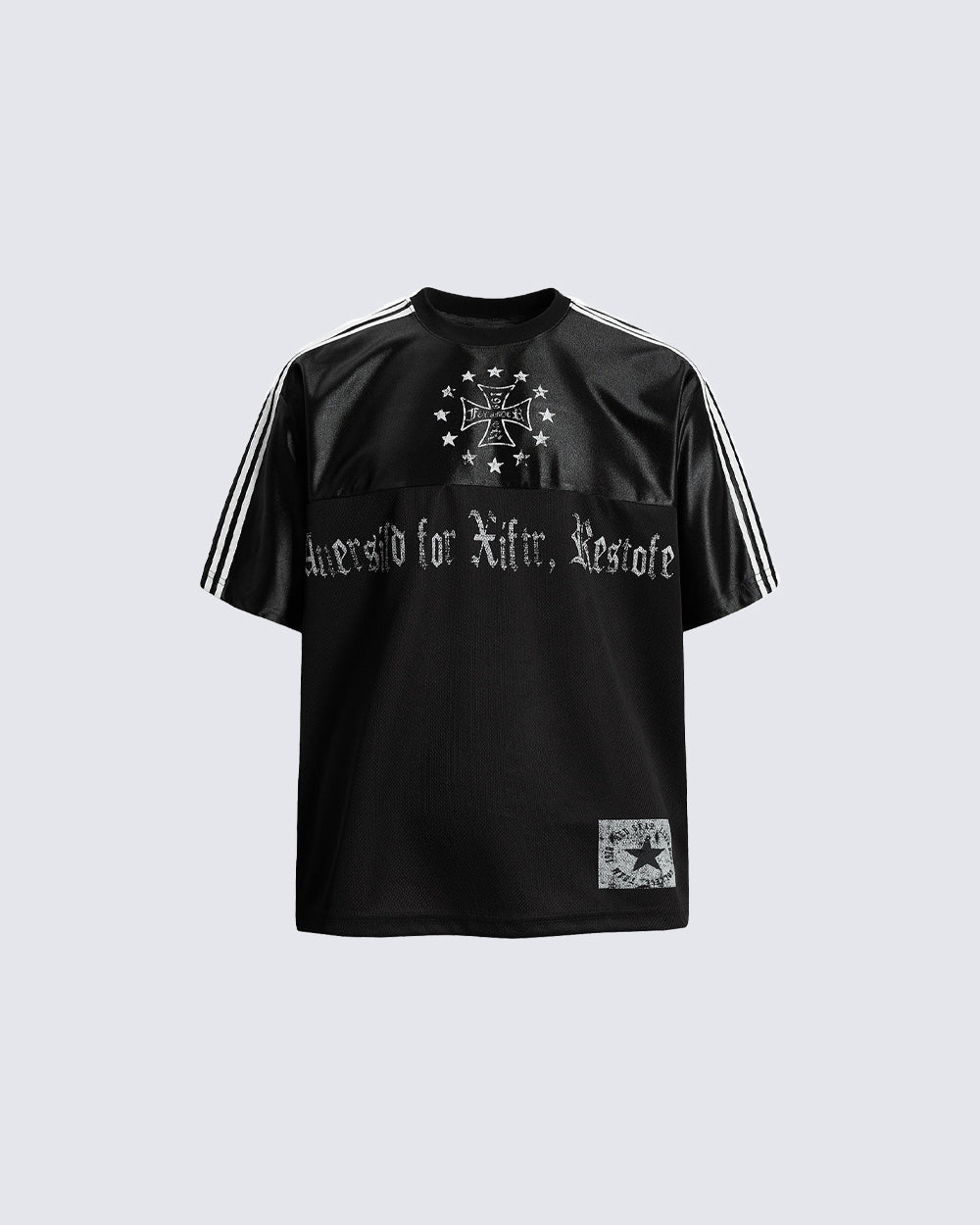 Black Gothic Letter Stripe Sport T-Shirt