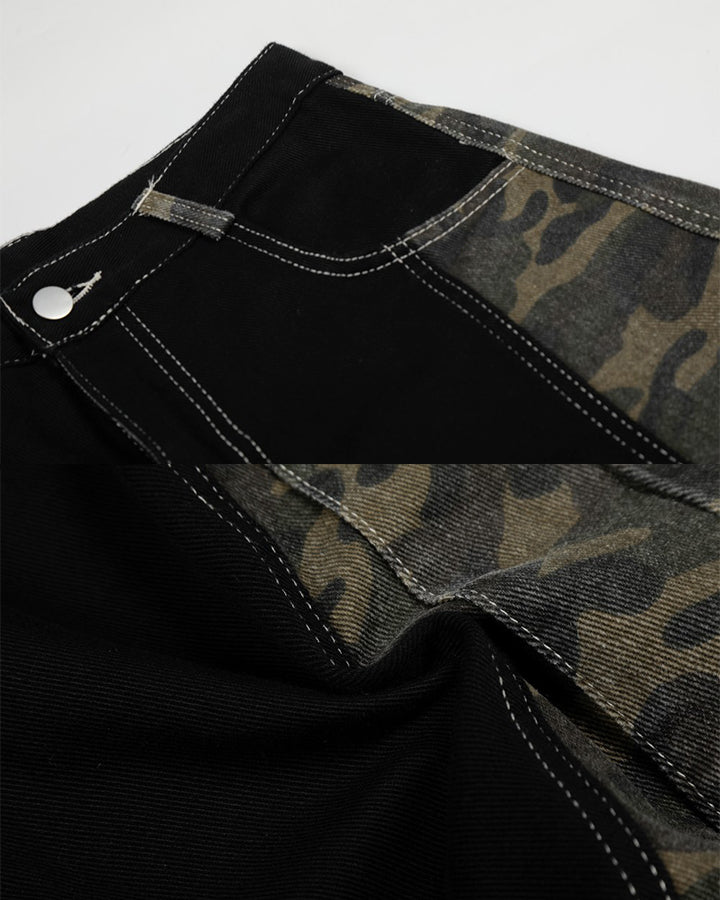 Contrast Panel Camo Utility Shorts New