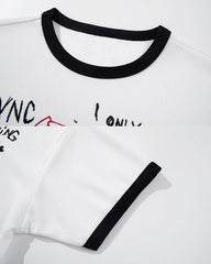 Graphic Contrast Trim Short Sleeve T-Shirt