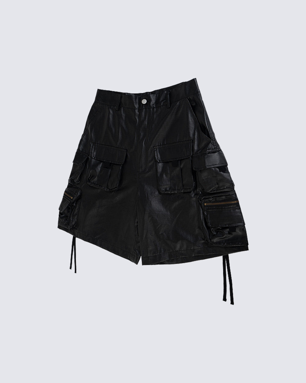 New Coated Zip Utility Cargo Shorts