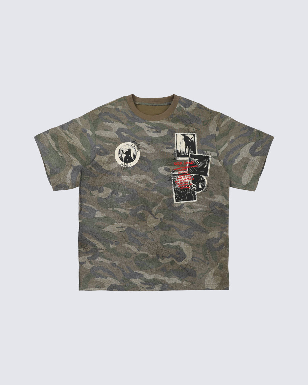 Distressed Patch Embroidered Short Sleeve T-Shirt