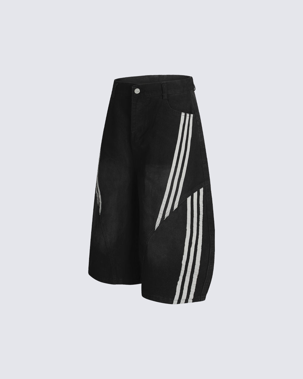 Side Stripe Panel Seven-Length Denim Pants