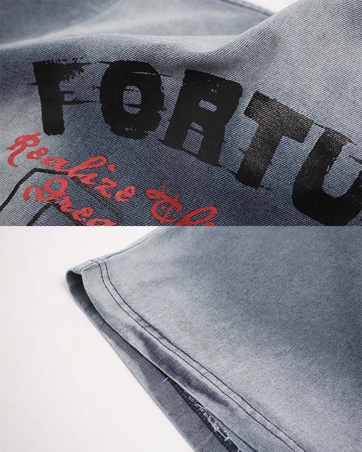 Vintage Washed Faded Graphic Casual T-Shirt