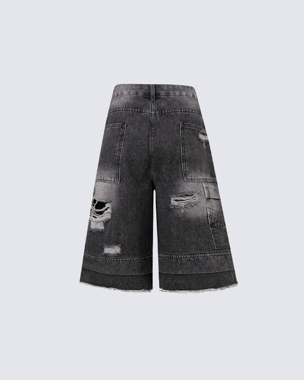 New Double Waist Distressed Denim Pants