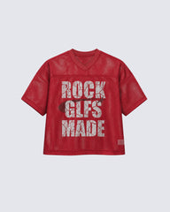 Retro Mesh Graphic Letter Sport Tee