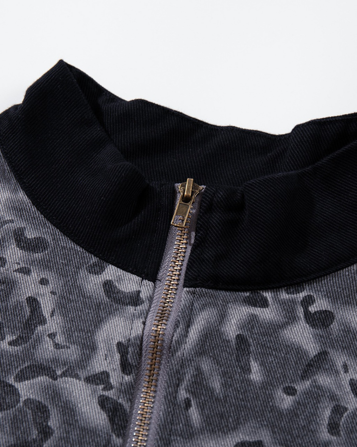 Retro Distressed Camo Zip-up Shirt