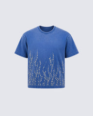 Retro Washed Flame Print Personalized T-Shirt