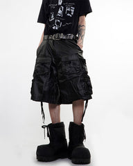 New Coated Zip Utility Cargo Shorts