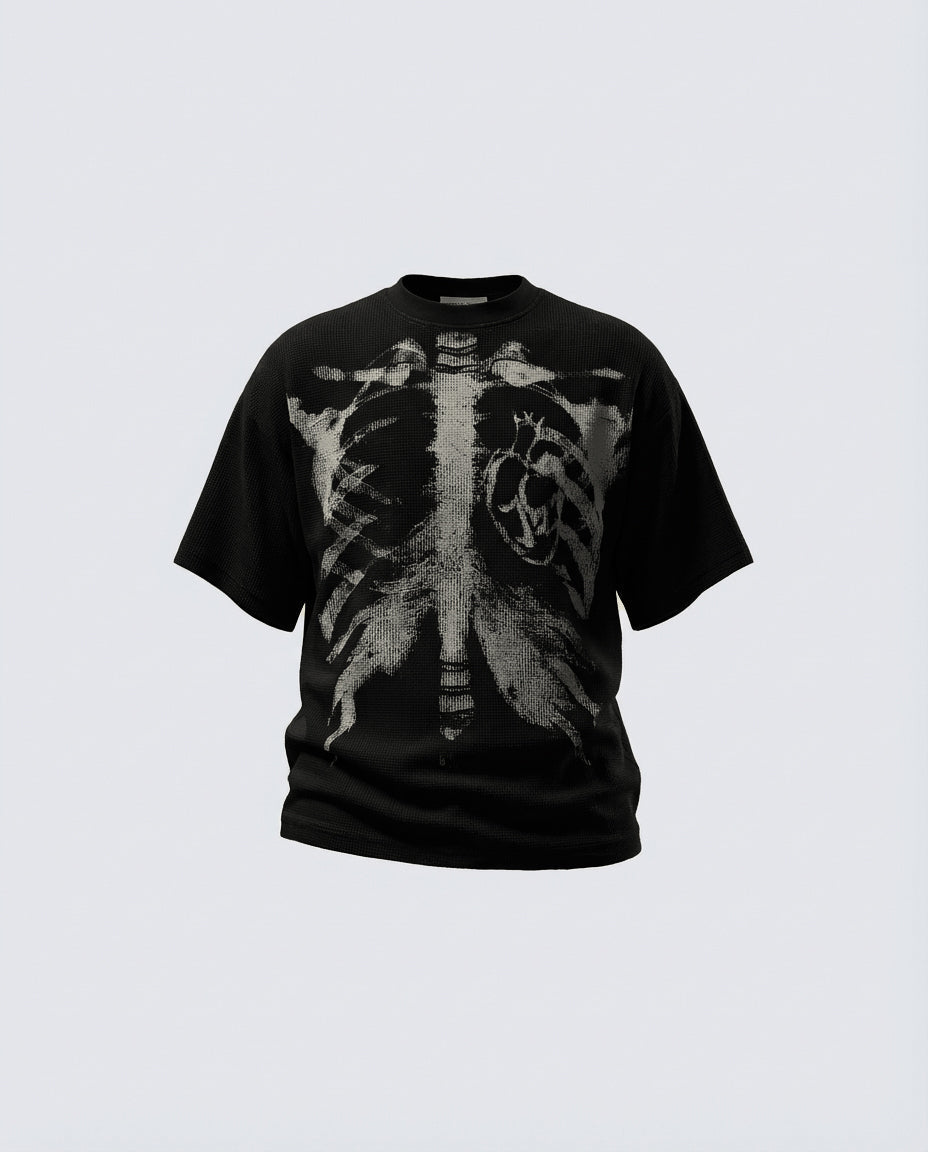 KIIKIO Skull Print Waffle T-Shirt