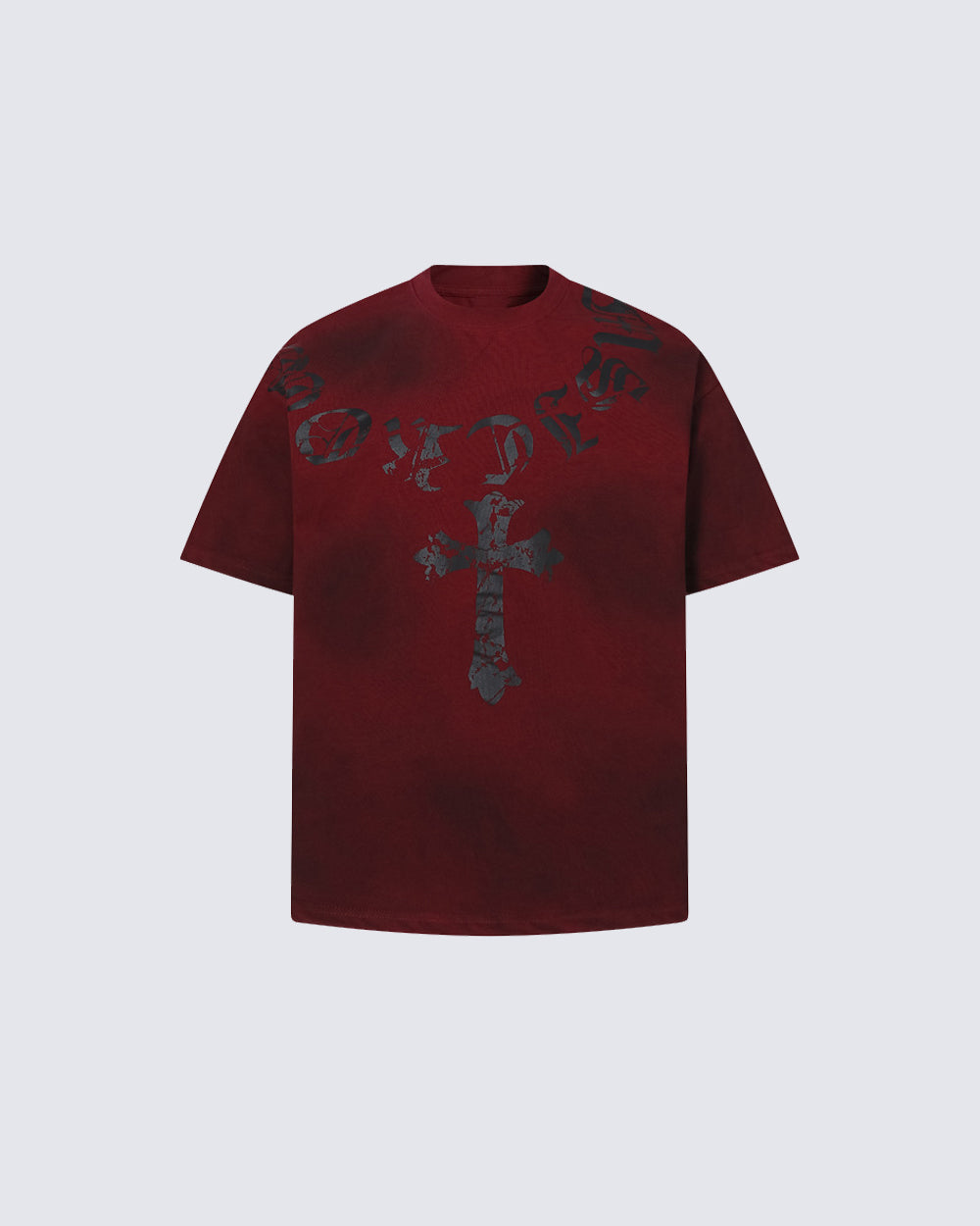 Vintage Washed Cross Graphic Burgundy Shirt