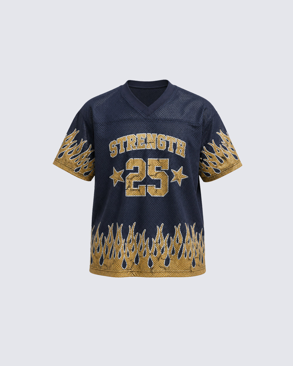 Flame Print Mesh Jersey Casual Tee