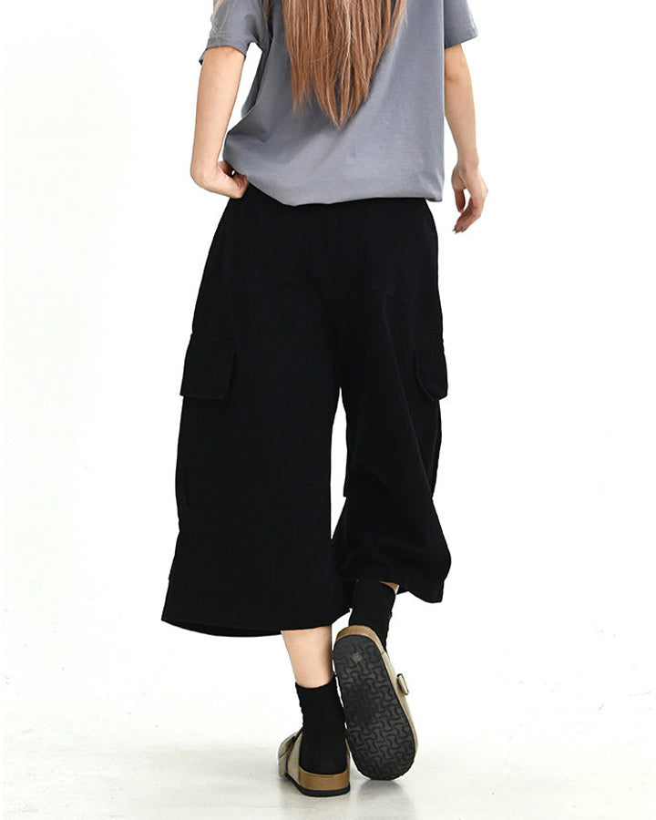 Script Embroidered Utility Cargo Bermuda Shorts
