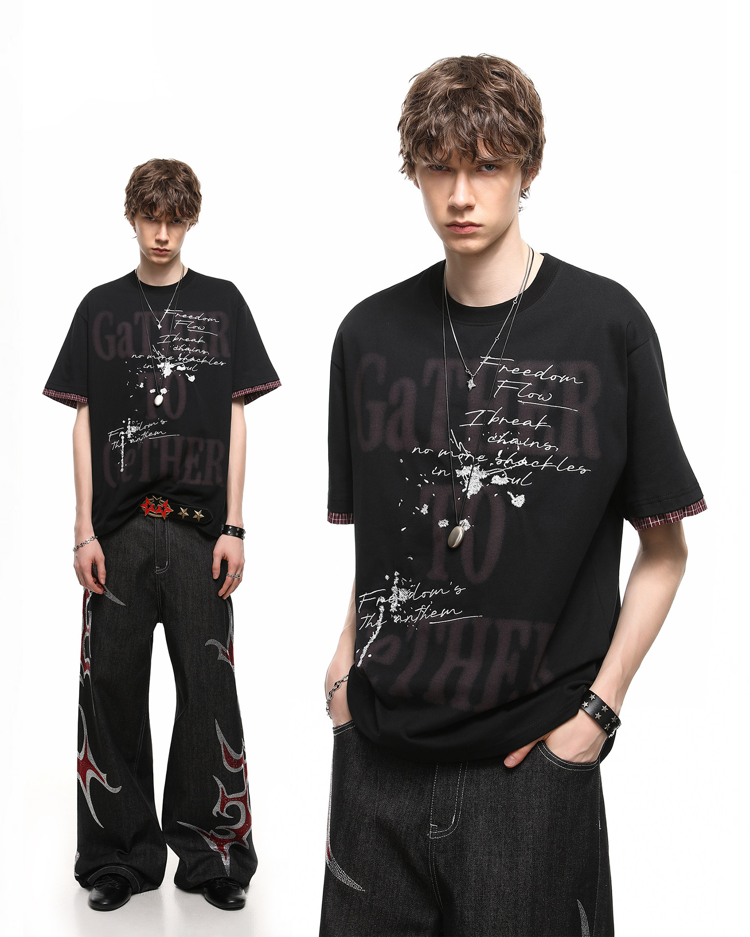Vintage Washed Letter Print T-Shirt